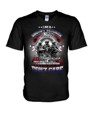 Grumpy Veteran Regret Nothing V-Neck T-Shirt tile