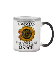 A Woman Who Loves Dogs And Was Born In March Color Changing Mug tile