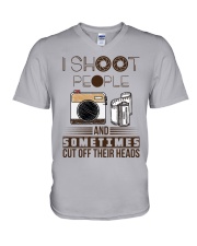 I Shoot People And Sometimes Cut Off Their Heads V-Neck T-Shirt tile