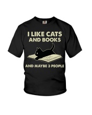 I Like Cats And Books And Maybe 3 People Youth T-Shirt tile
