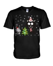 Cat And Mouse Christmas V-Neck T-Shirt tile