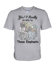 Yes - I Really Do Need All These Elephants V-Neck T-Shirt tile