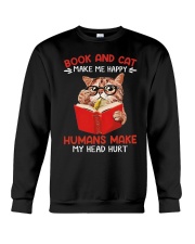 Book And Cat Make Me Happy Crewneck Sweatshirt tile
