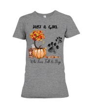 Just A Girl Who Loves Fall And Dogs Premium Fit Ladies Tee tile