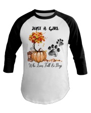 Just A Girl Who Loves Fall And Dogs Baseball Tee tile