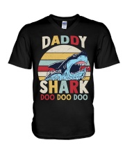 Daddy Shark Design V-Neck T-Shirt tile
