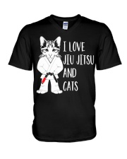 I Love Jiu Jitsu And Cats V-Neck T-Shirt tile