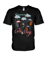 Raining Dog Cat V-Neck T-Shirt tile