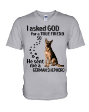 God Sent Me A German Shepherd V-Neck T-Shirt tile