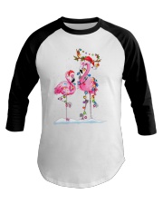 Flamingos Christmas Baseball Tee tile