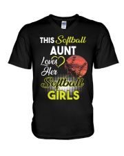This Softball Aunt Loves Her Softball Girls V-Neck T-Shirt tile