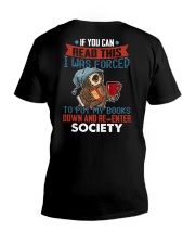 I Was Forced To Put My Book Down V-Neck T-Shirt tile