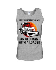 Never Underestimate An Old Man With A Loader Unisex Tank tile