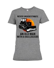 Never Underestimate An Old Man With A Bulldozers Premium Fit Ladies Tee tile