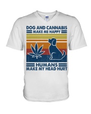Dog And Cannabis Make Me Happy V-Neck T-Shirt tile