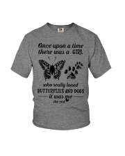 A Girl Who Really Loved Butterflies And Dogs Youth T-Shirt tile