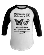 A Girl Who Really Loved Butterflies And Dogs Baseball Tee tile