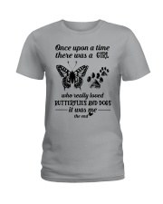 A Girl Who Really Loved Butterflies And Dogs Ladies T-Shirt front