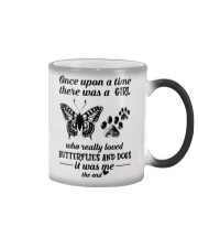 A Girl Who Really Loved Butterflies And Dogs Color Changing Mug tile
