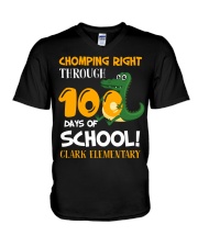 Chomping Right Through 100 Days Of School V-Neck T-Shirt tile