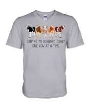 Driving My Husband Crazy One Cow At A Time V-Neck T-Shirt tile