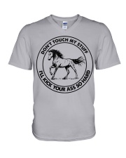 Don't Touch My Stuff - I'll Kick Your Ass So Hard V-Neck T-Shirt tile