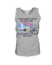 A Man Needs A Camper And A Dog On Wine Unisex Tank tile