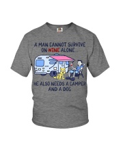 A Man Needs A Camper And A Dog On Wine Youth T-Shirt tile