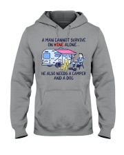 A Man Needs A Camper And A Dog On Wine Hooded Sweatshirt tile