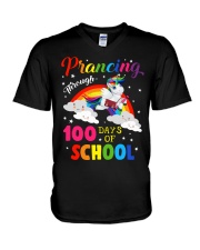 Prancing Through 100 Days Of School V-Neck T-Shirt tile