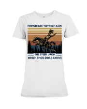 Fornicate Thyself Premium Fit Ladies Tee tile
