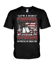 Grandpa Veteran Nothing Scares Me V-Neck T-Shirt tile