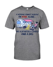 A Woman Needs A Camper And A Dog On Wine Classic T-Shirt tile