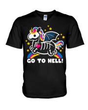 Unicorn Go To Hell V-Neck T-Shirt tile