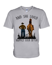 And She Lived Happily Ever After V-Neck T-Shirt tile