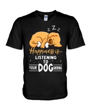 Listen To Your Dog Snoring V-Neck T-Shirt tile