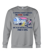 A Woman Needs A Camper And A Dog On Wine Crewneck Sweatshirt tile