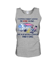 A Woman Needs A Camper And A Dog On Wine Unisex Tank tile