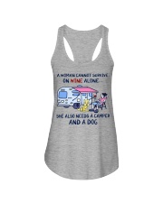 A Woman Needs A Camper And A Dog On Wine Ladies Flowy Tank tile