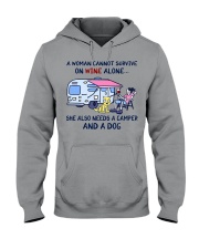 A Woman Needs A Camper And A Dog On Wine Hooded Sweatshirt tile