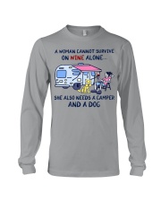 A Woman Needs A Camper And A Dog On Wine Long Sleeve Tee tile