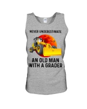 Never Underestimate An Old Man With A Grader Unisex Tank tile