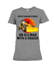 Never Underestimate An Old Man With A Grader Premium Fit Ladies Tee tile