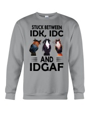 Stuck Between Idk Idc And Idgaf Crewneck Sweatshirt tile