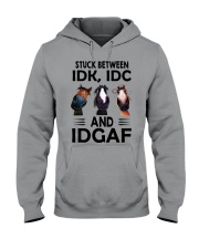 Stuck Between Idk Idc And Idgaf Hooded Sweatshirt tile