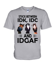 Stuck Between Idk Idc And Idgaf V-Neck T-Shirt tile