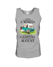 A Woman Who Loves Camping And Was Born In August Unisex Tank tile