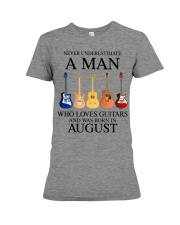 A Man Who Loves Guitars And Was Born In August Premium Fit Ladies Tee tile