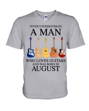 A Man Who Loves Guitars And Was Born In August V-Neck T-Shirt tile