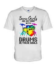 Some Girl Are Just Born With Drums In Their Souls V-Neck T-Shirt tile